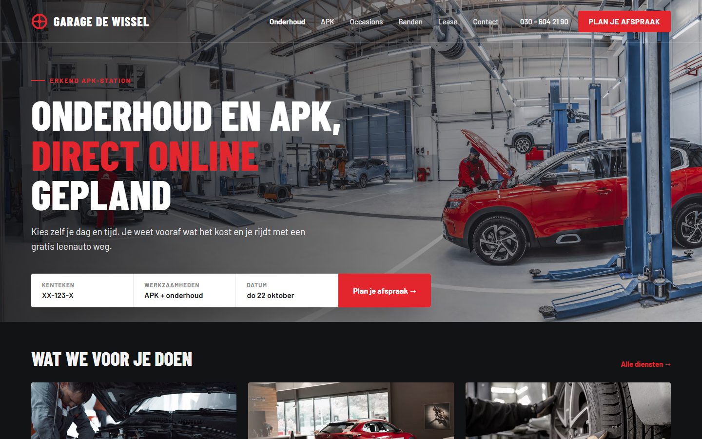 Example of a website for automotive and mobility (fictional design)
