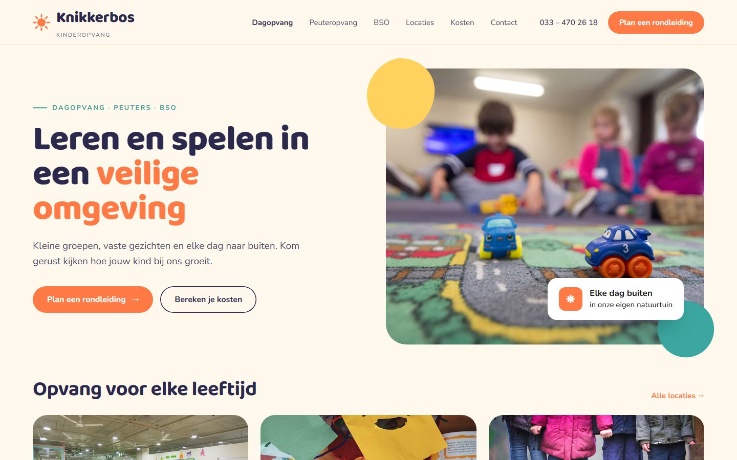 Example of a website for education and childcare (fictional design)
