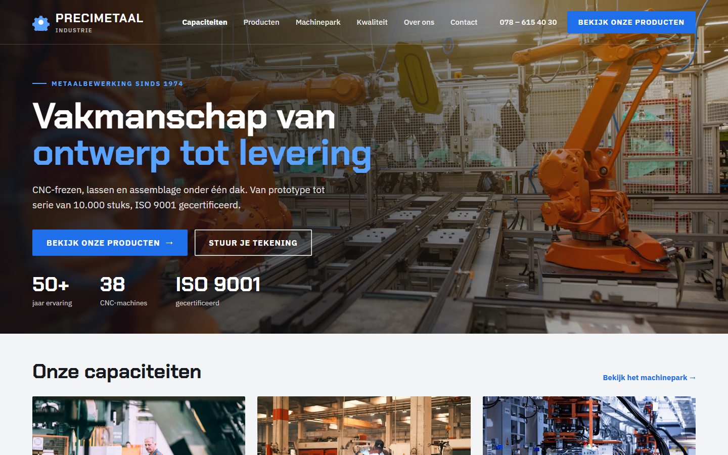 Example of a website for manufacturing and industry (fictional design)