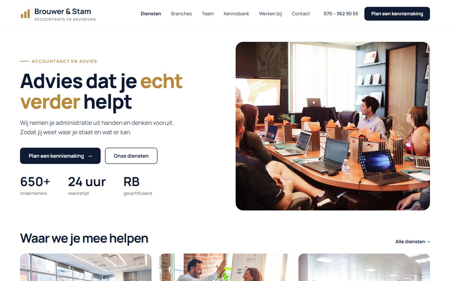 Example of a website for business services (fictional design)