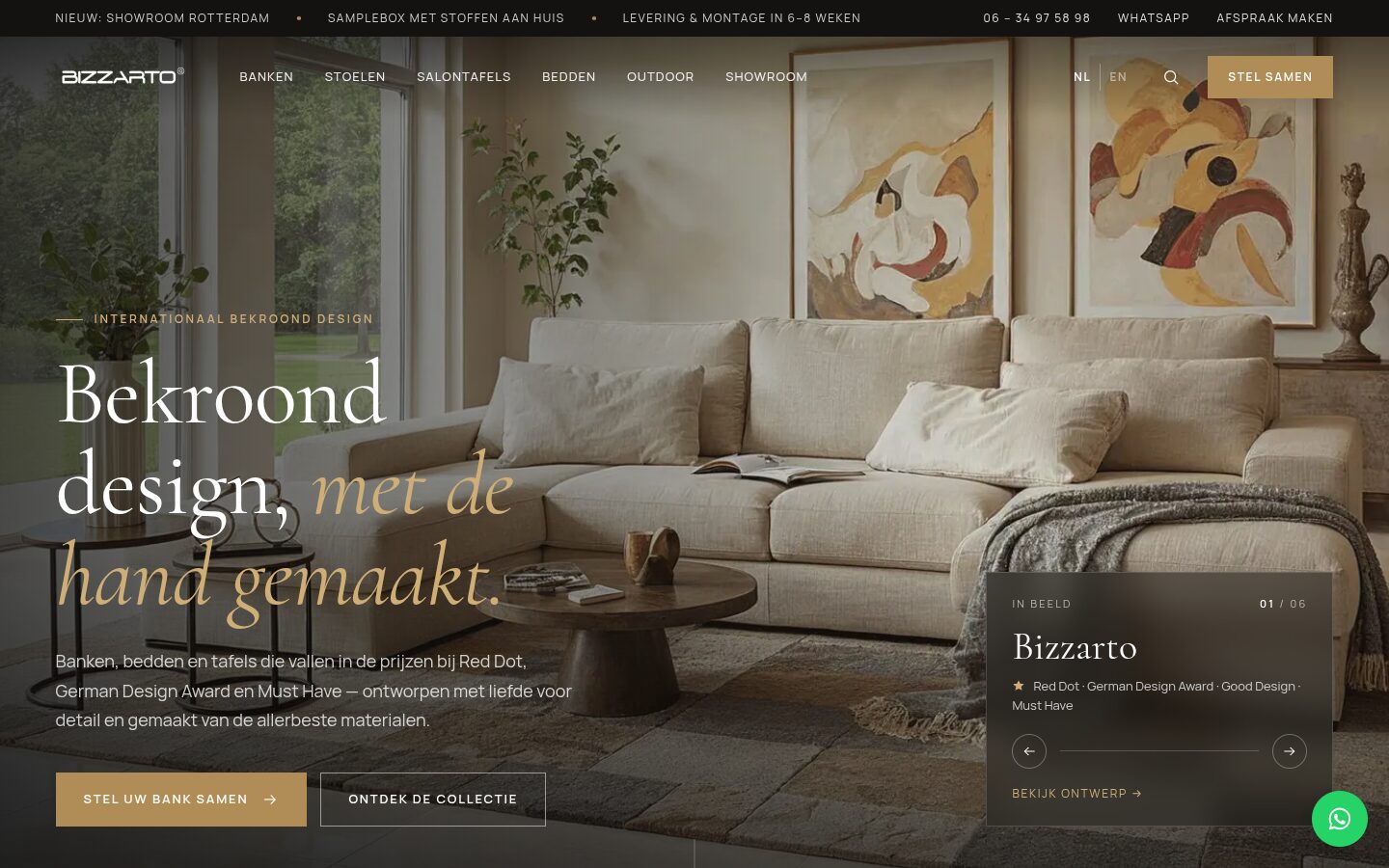 Website van Bizzarto Nederland op een laptop