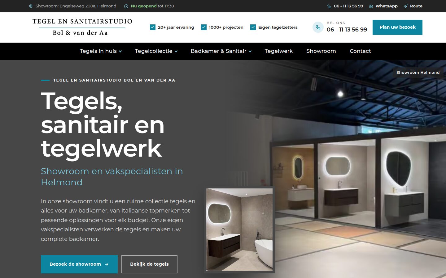 Website van Tegel en Sanitairstudio Bol & v.d. Aa op een laptop