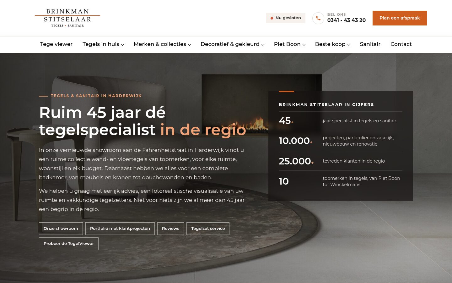 Website van Brinkman Stitselaar op een laptop