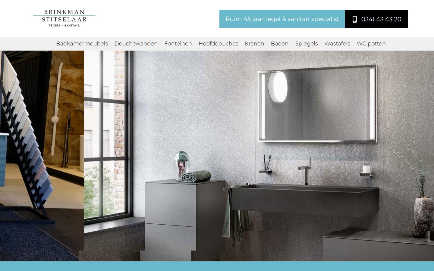 Website van Brinkman Stitselaar Sanitair op een laptop