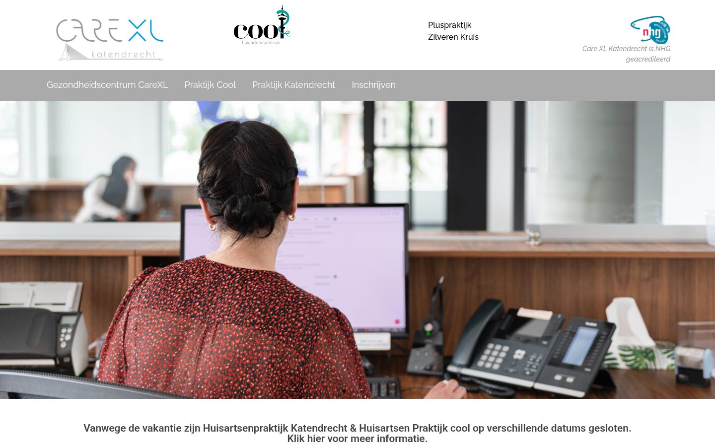 Website van Gezondheidscentrum Care XL op een laptop