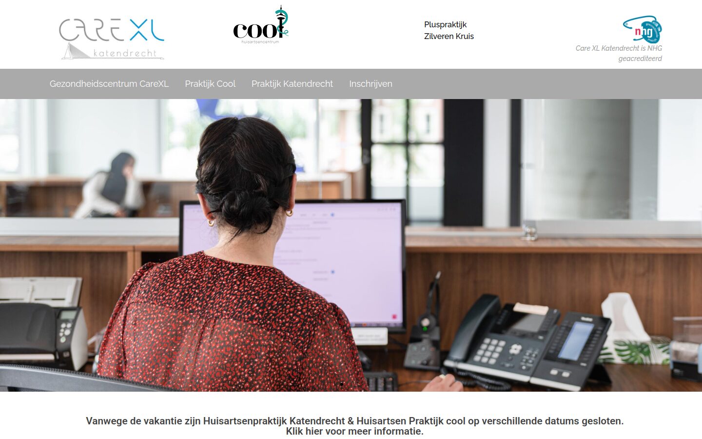 Website van Gezondheidscentrum Care XL op een laptop