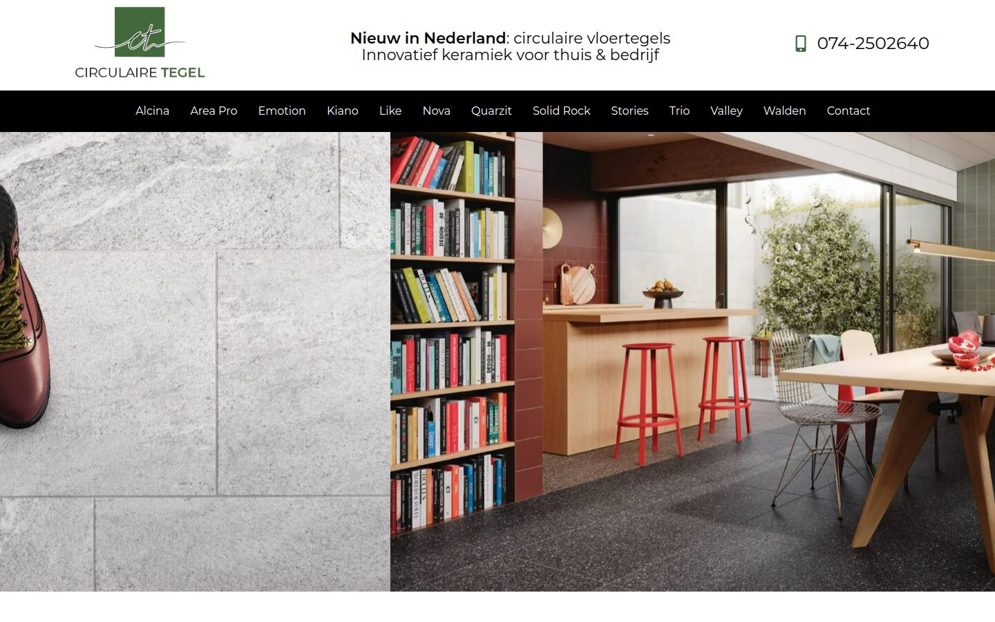 Website van Circulaire Tegel op een laptop