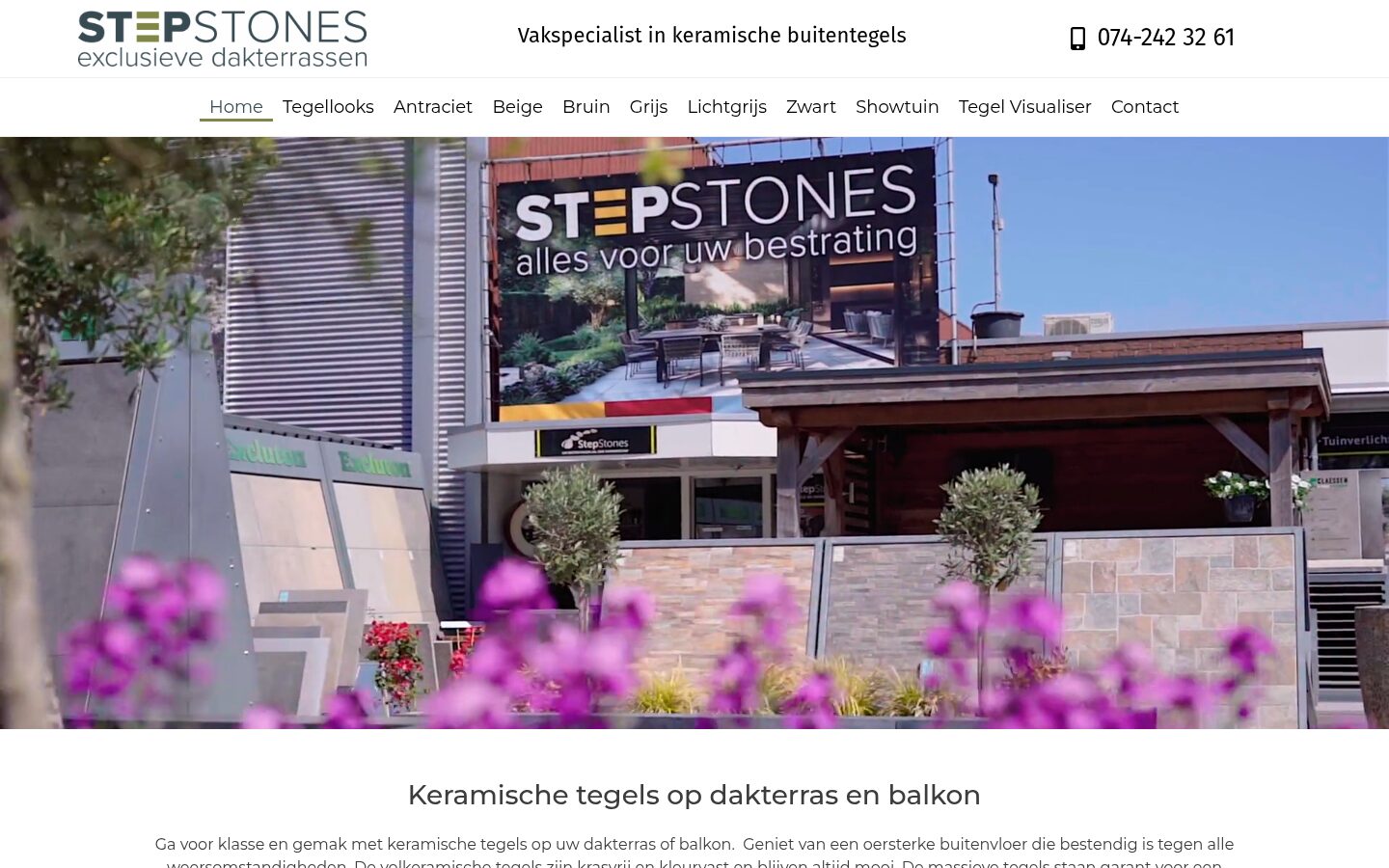 Tegels op Dakterras website on a laptop