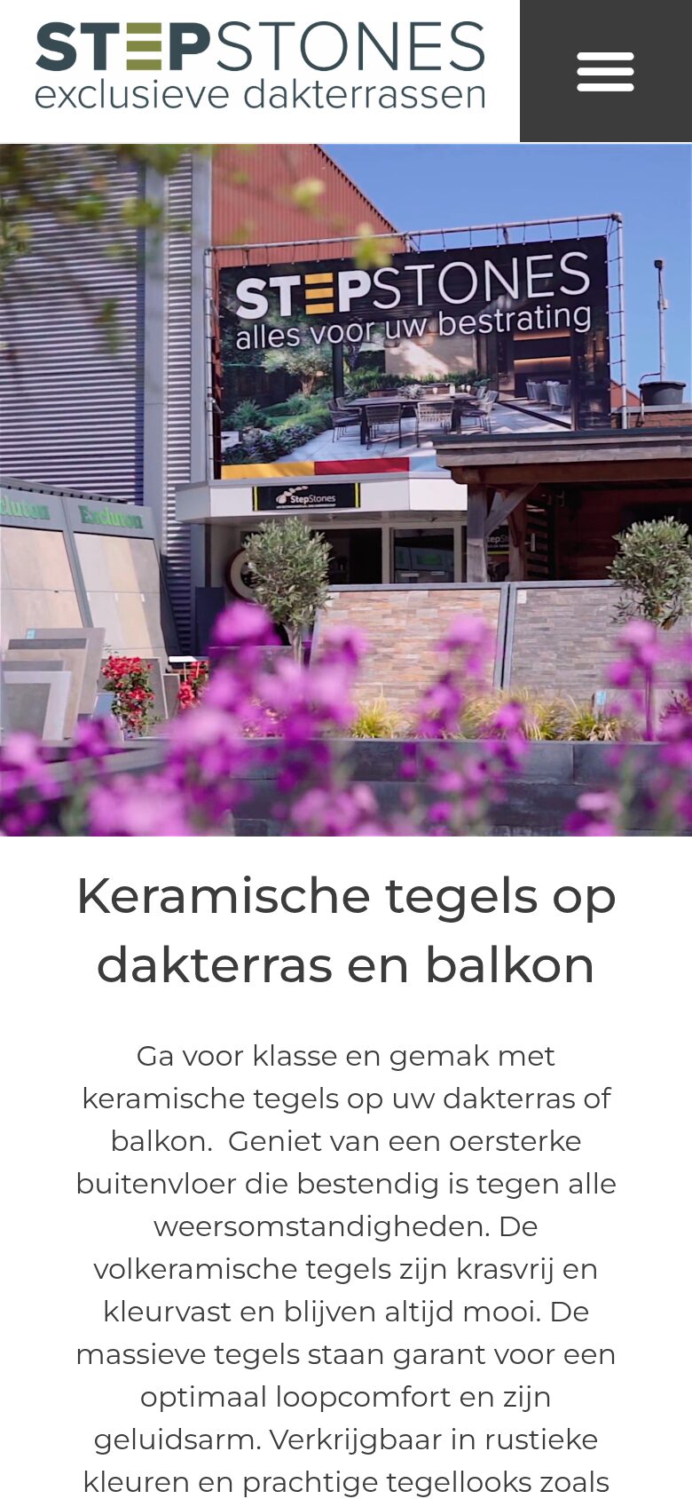 Tegels op Dakterras website on a phone