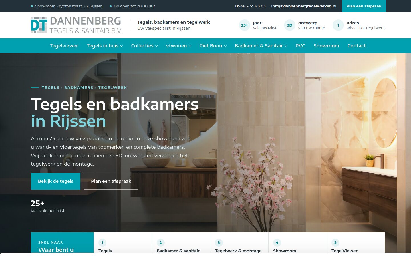 Website van Dannenberg Tegels en Sanitair op een laptop