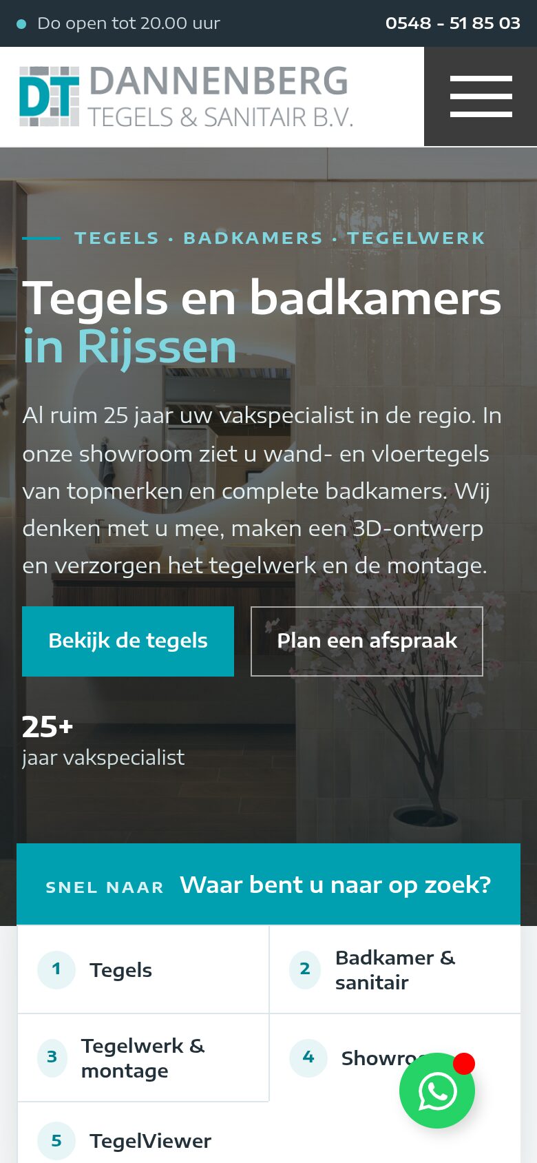 Dannenberg Tegels en Sanitair website on a phone