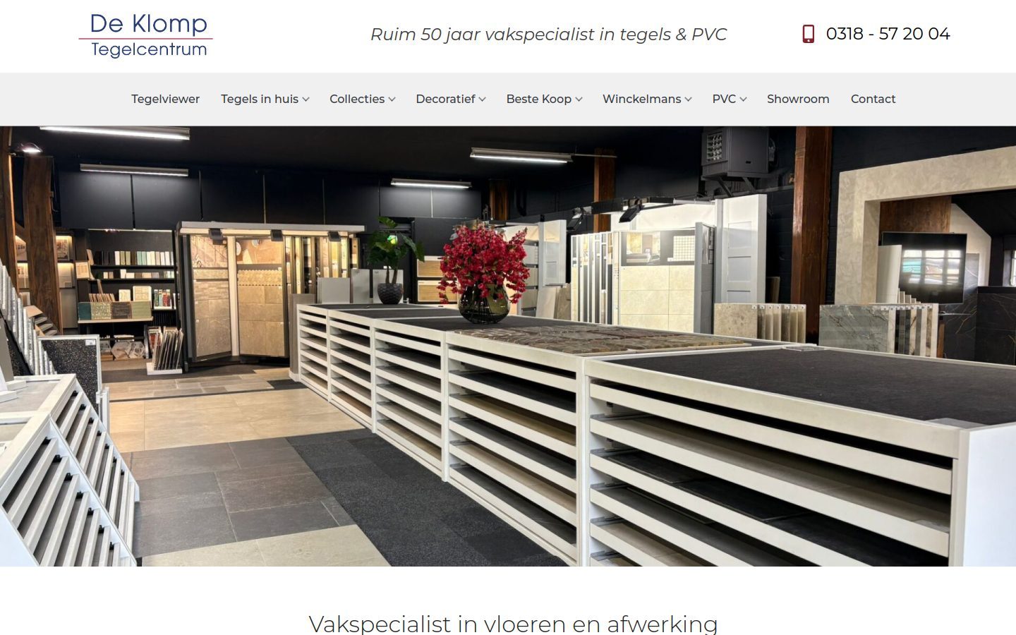 Website van Tegelcentrum De Klomp op een laptop