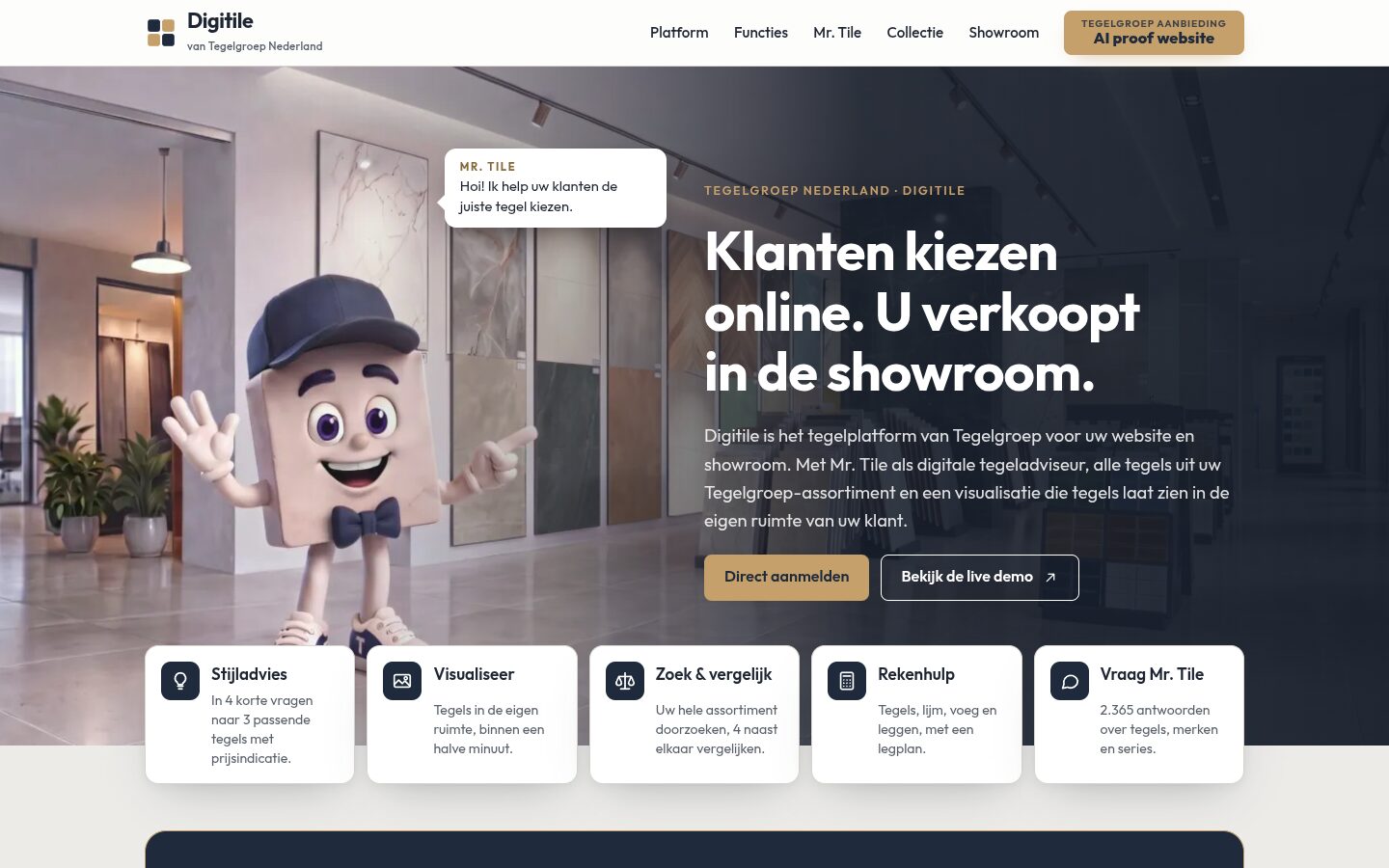 Website van Digitile op een laptop