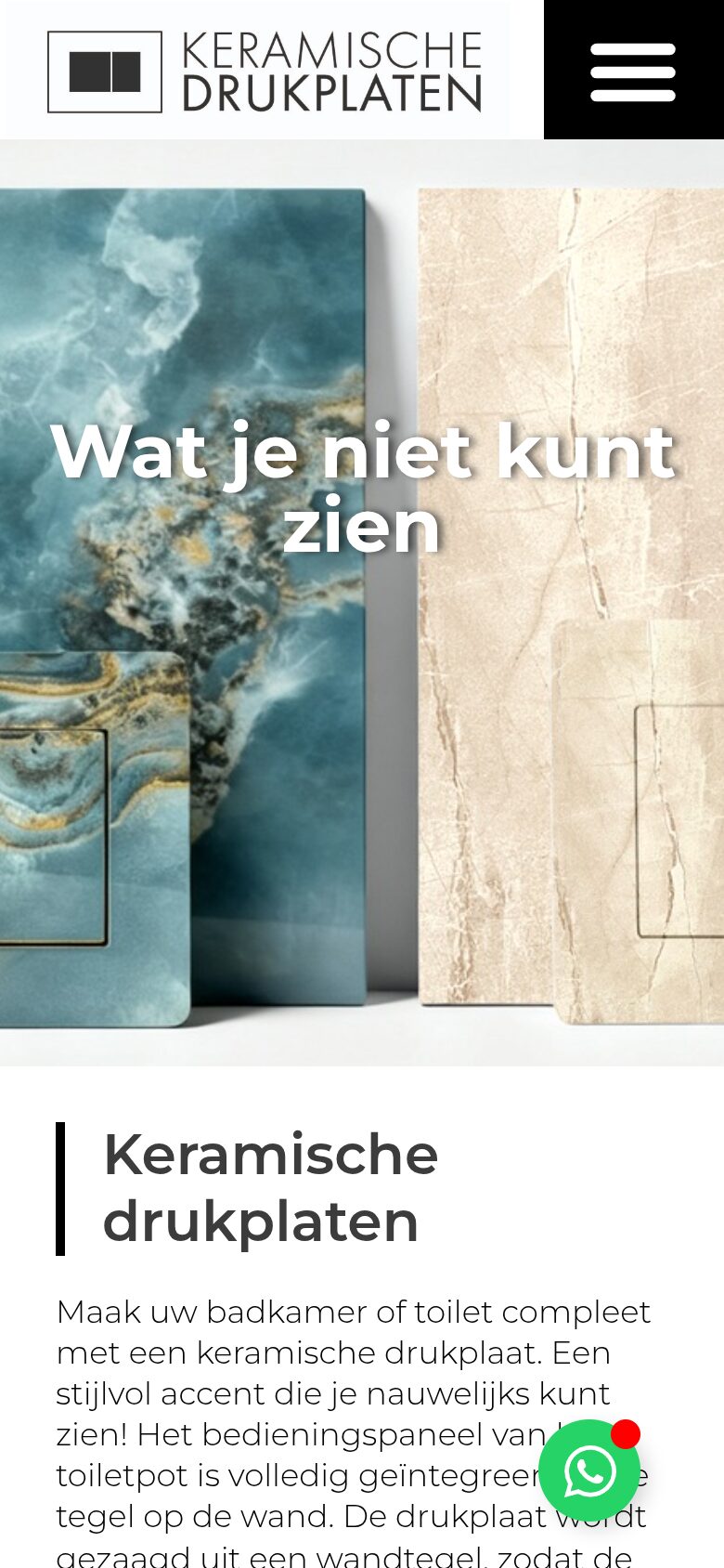 Keramische Drukplaten website on a phone