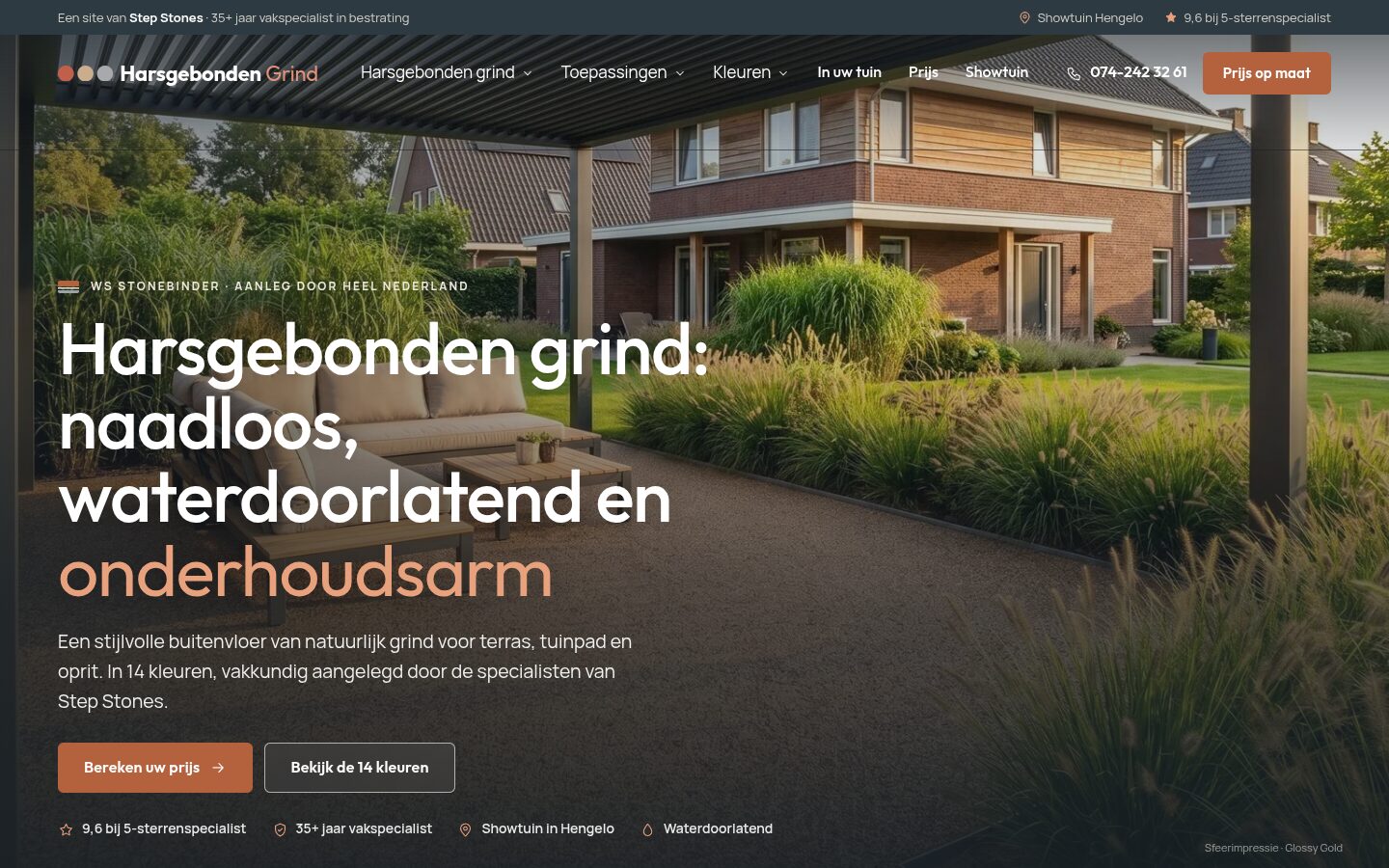 Harsgebonden Grind website on a laptop