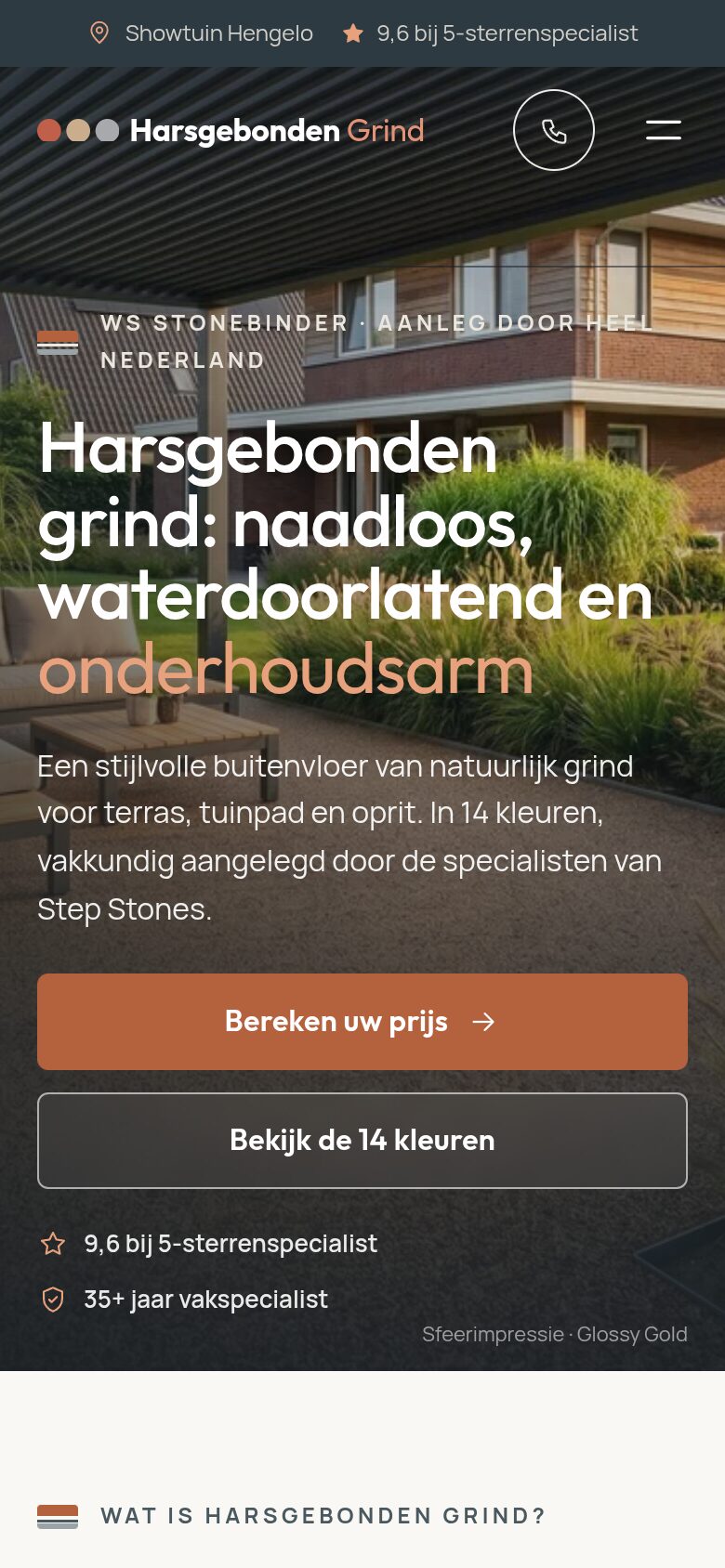Harsgebonden Grind website on a phone