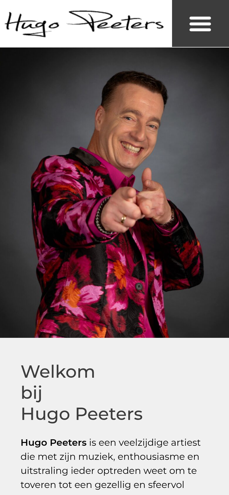 Hugo Peeters website on a phone