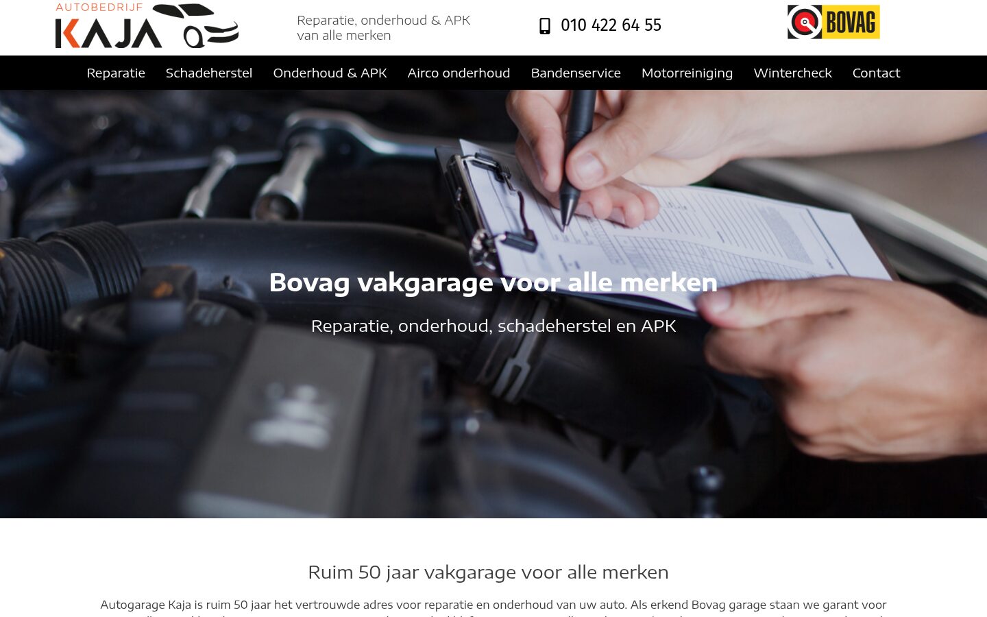 Autogarage Kaja website on a laptop