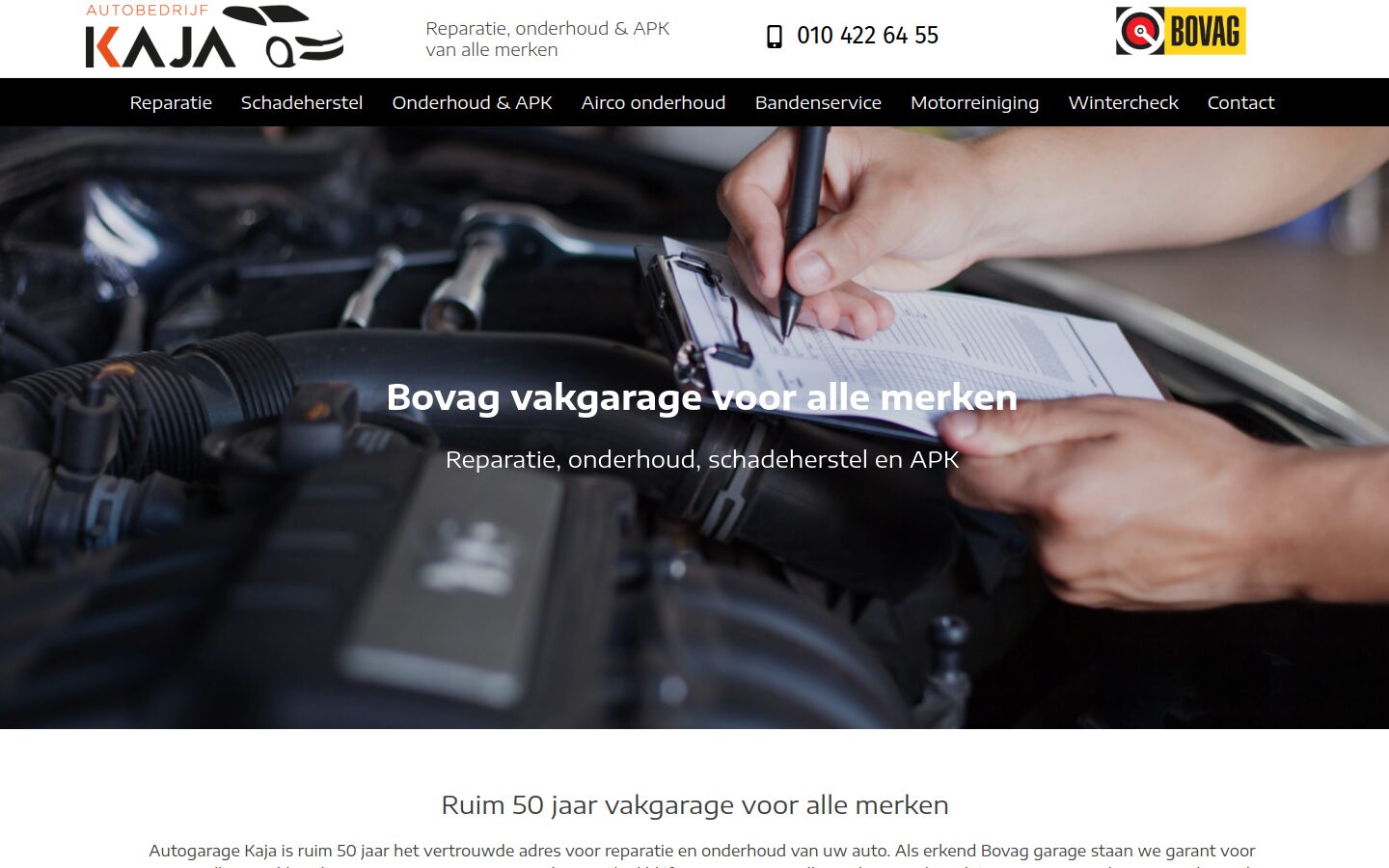 Website van Autogarage Kaja op een laptop
