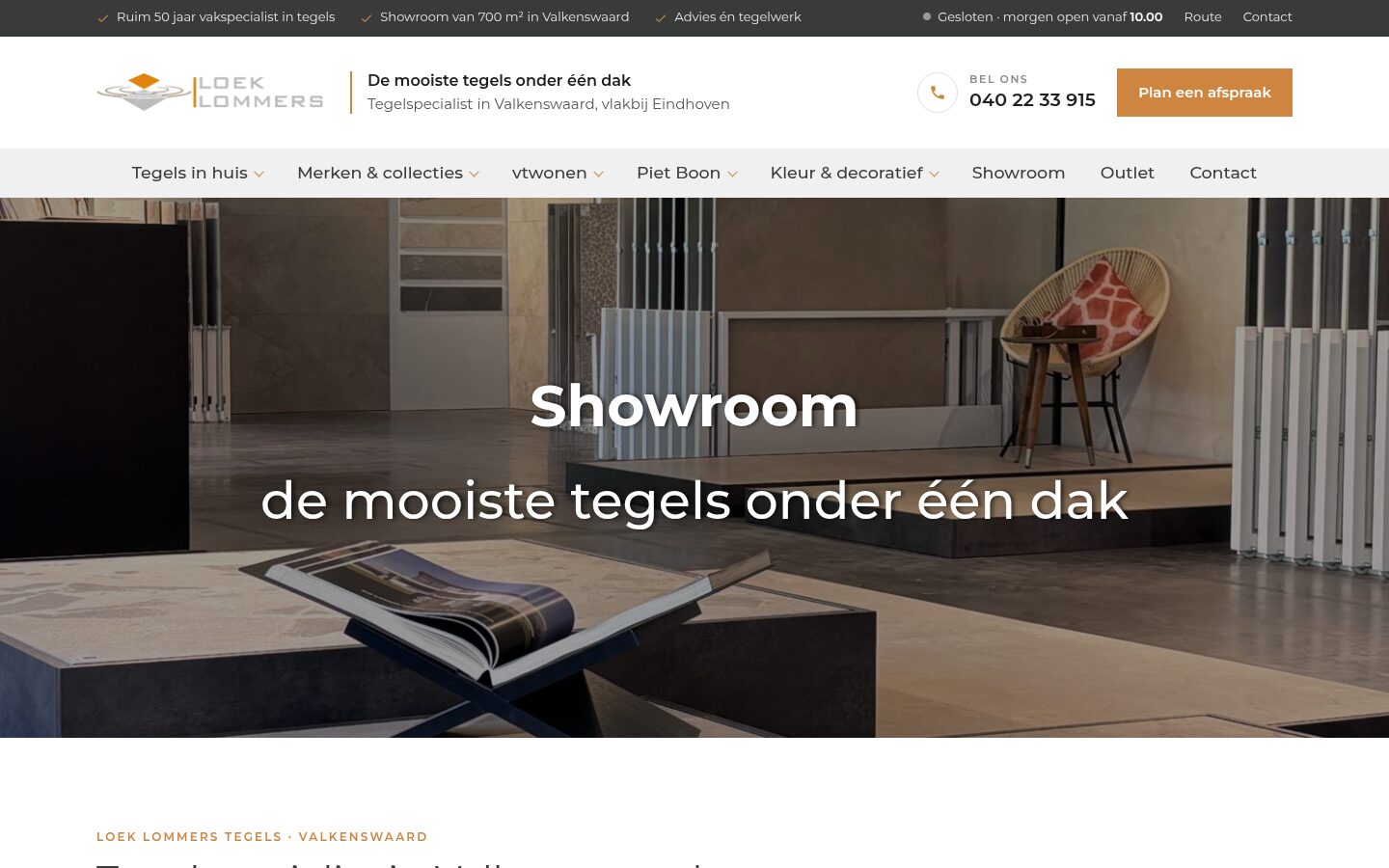 Website van Loek Lommers Tegels op een laptop