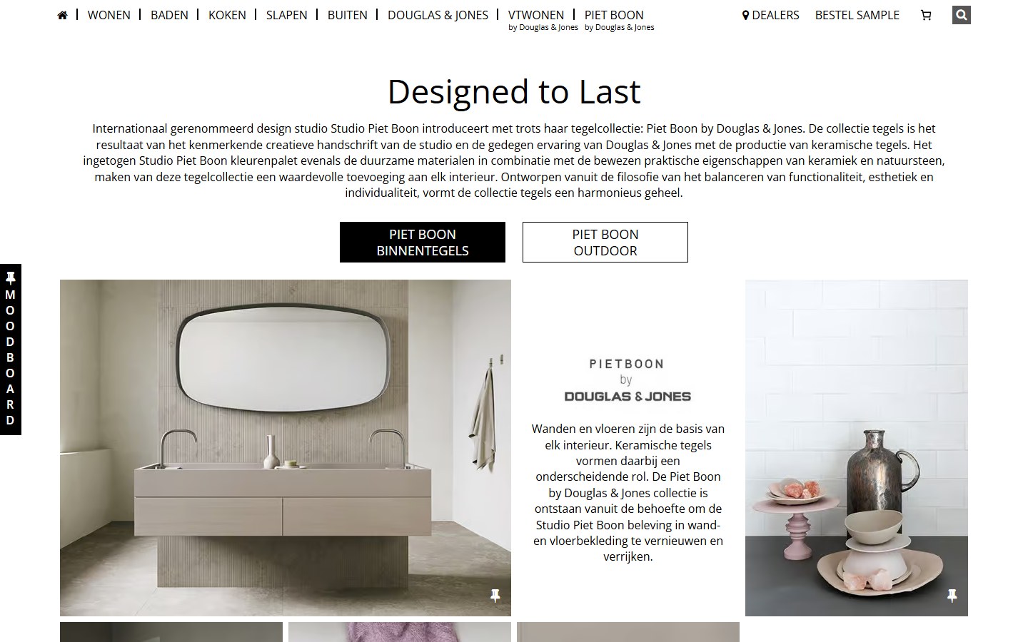 Piet Boon tegels, website op desktop