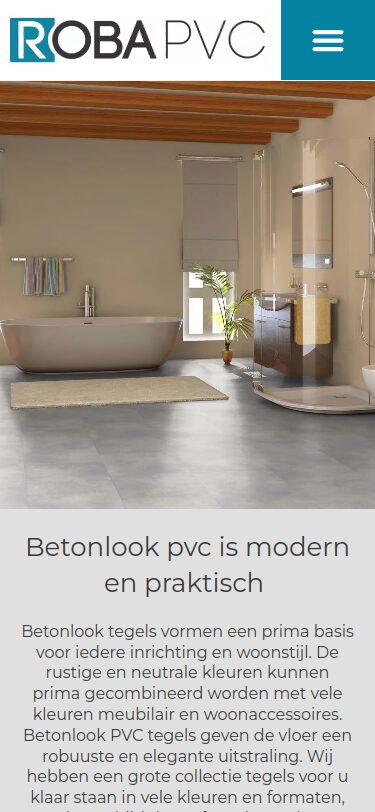 Website van PVC Vloeren Zeeland op een telefoon