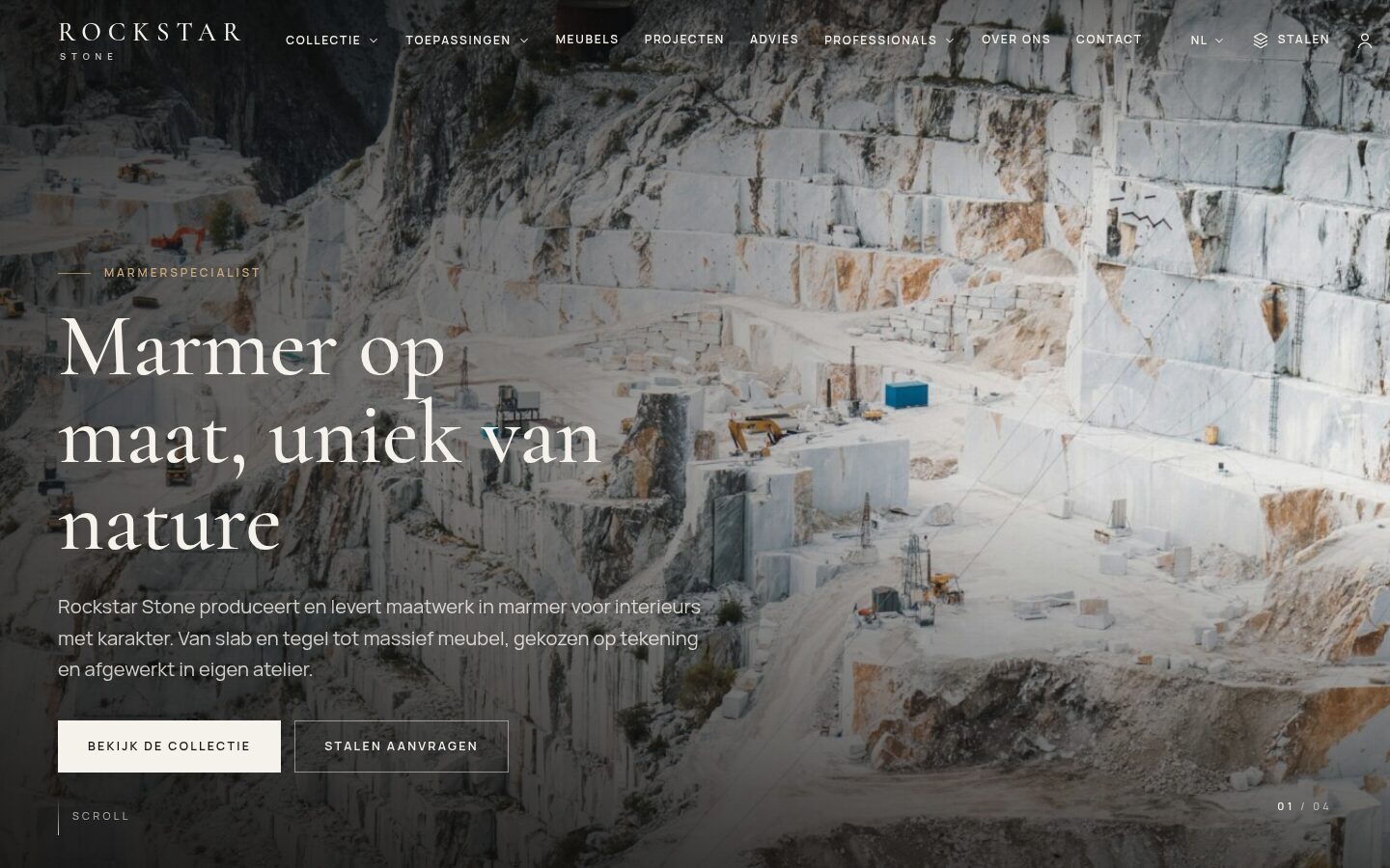 Website van Rockstar Stone op een laptop