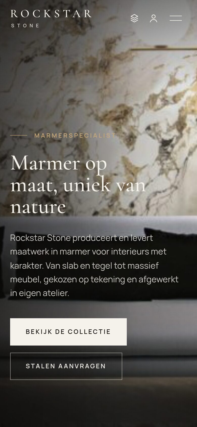 Website van Rockstar Stone op een telefoon