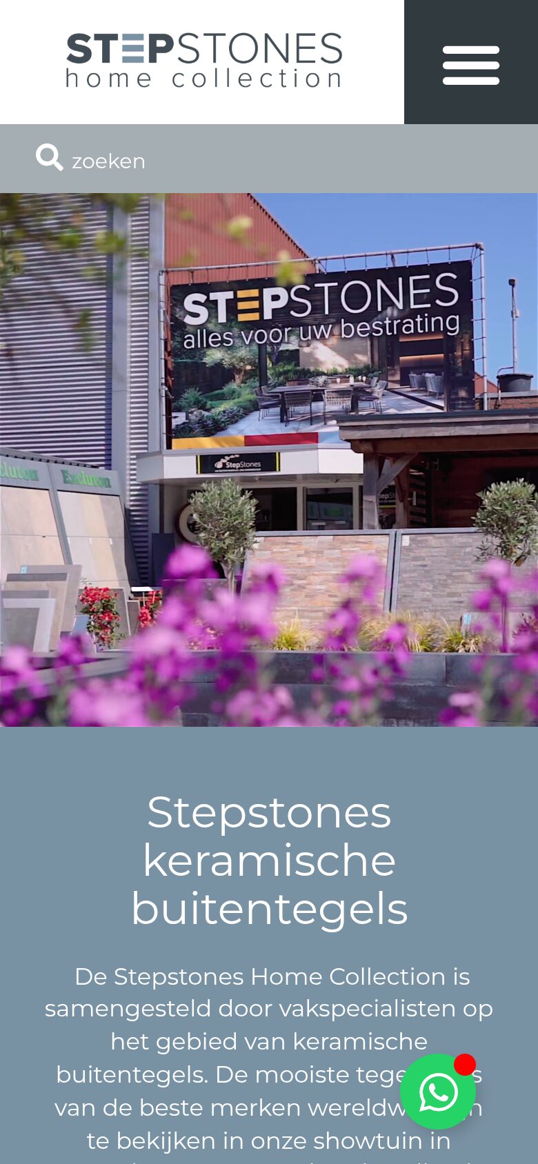 Website van Step Stones Home Collection op een telefoon