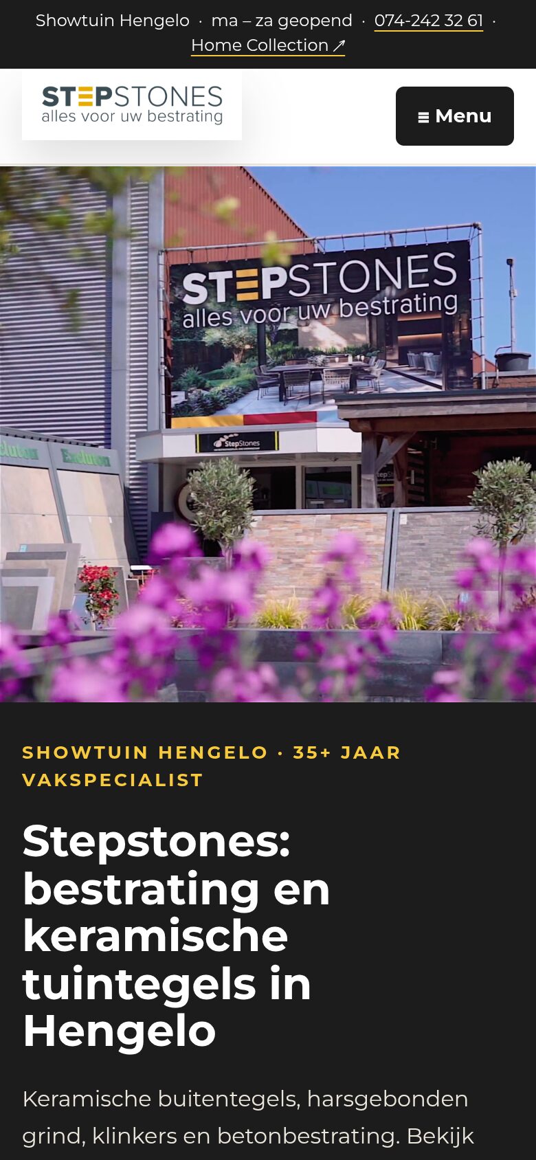 Website van Step Stones op een telefoon