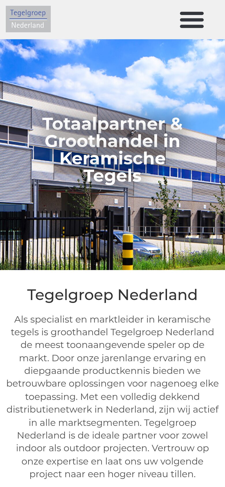 Tegelgroep Nederland website on a phone