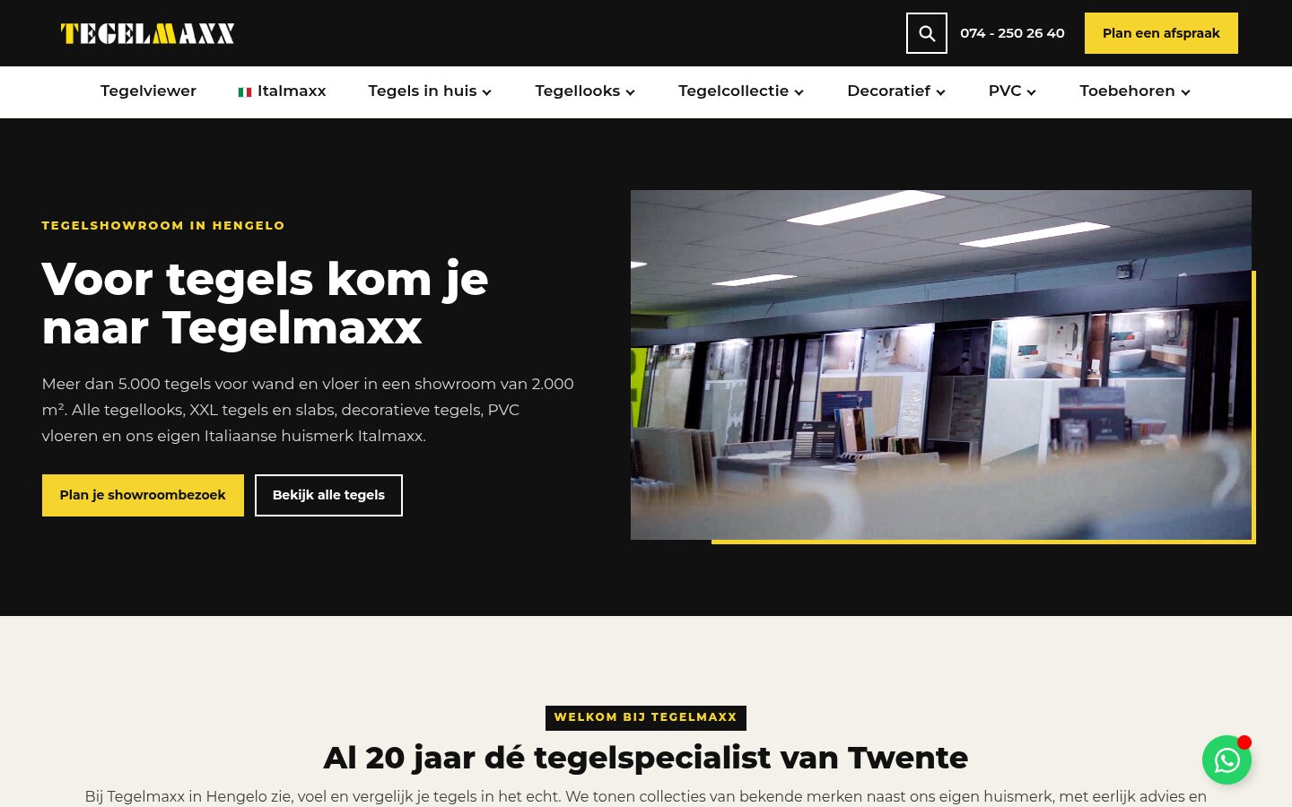 Website van Tegelmaxx Hengelo op een laptop