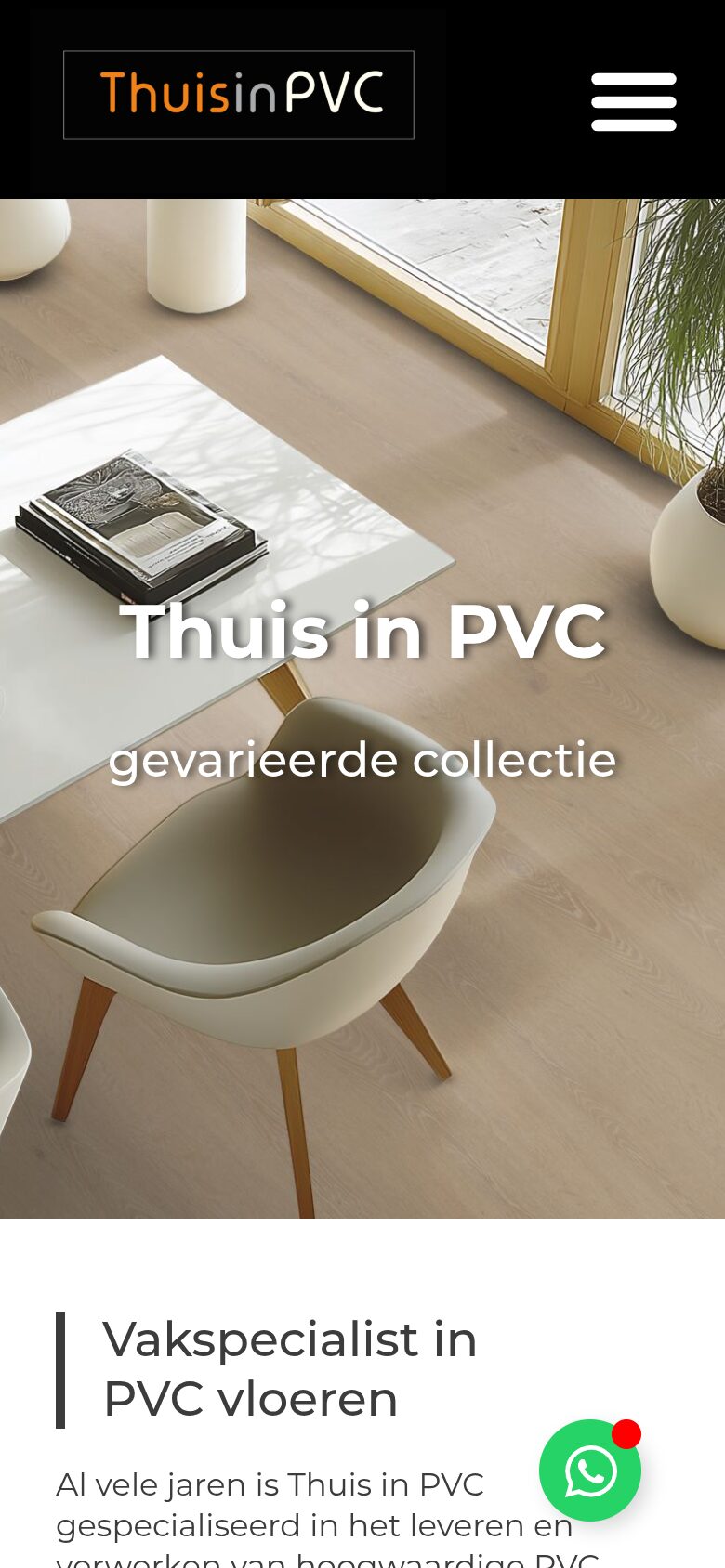 Thuis in PVC website on a phone