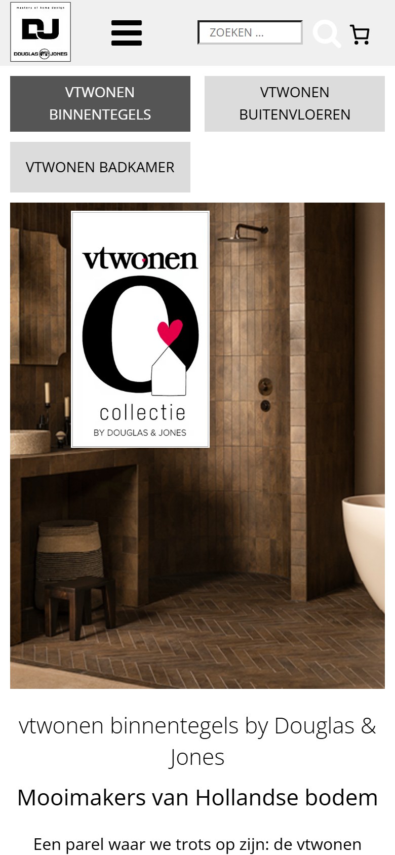 vtwonen tegels, website op mobiel