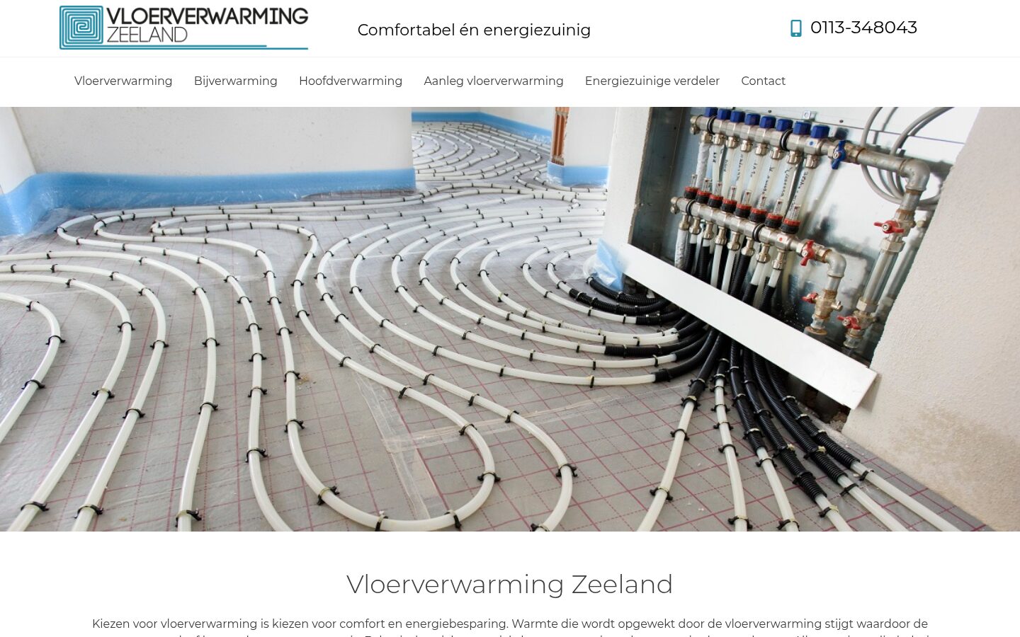 Vloerverwarming Zeeland website on a laptop