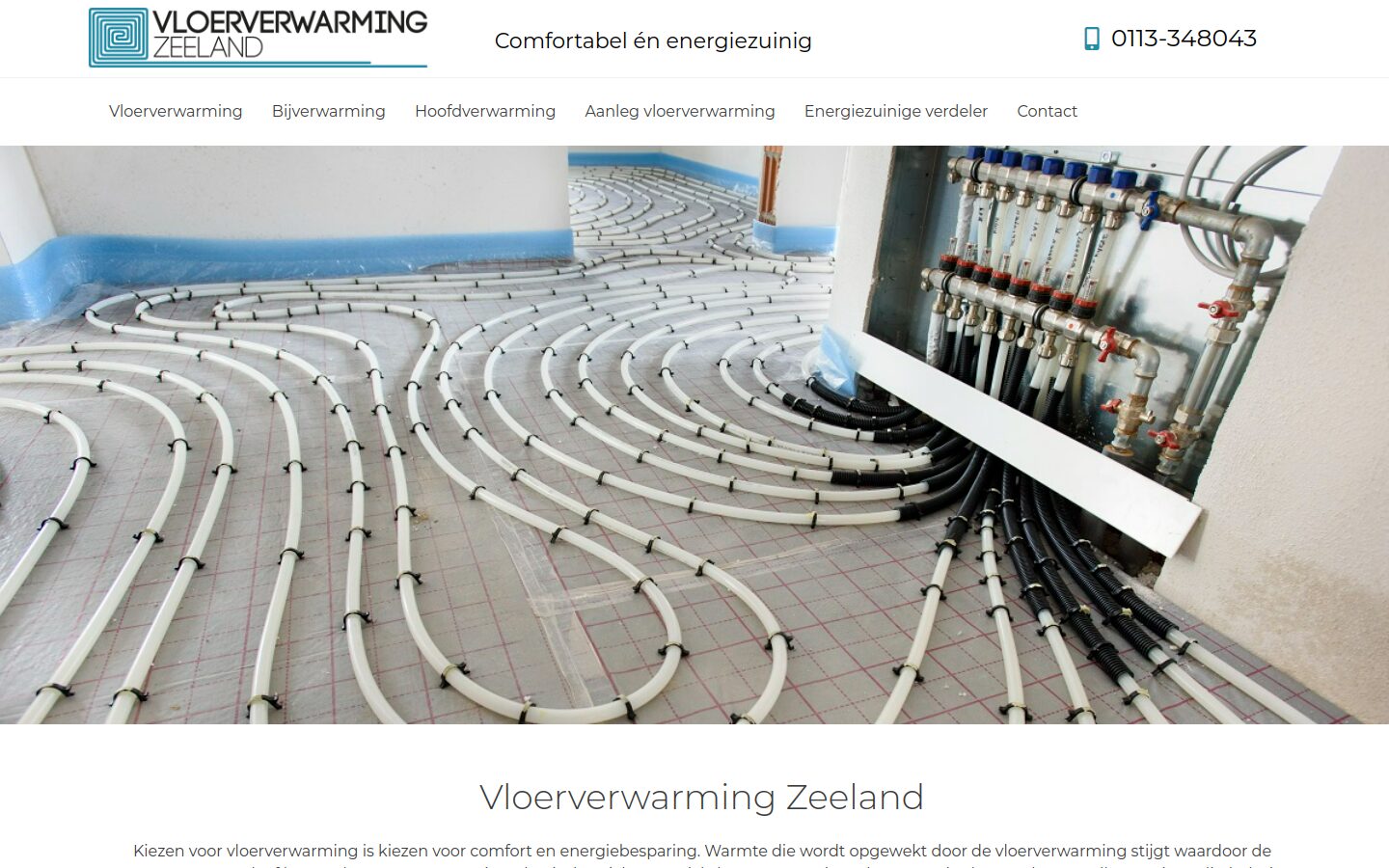 Website van Vloerverwarming Zeeland op een laptop